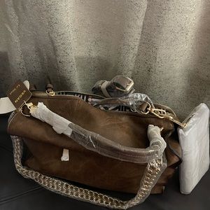 Brown Leather Handbag with Chain Strap